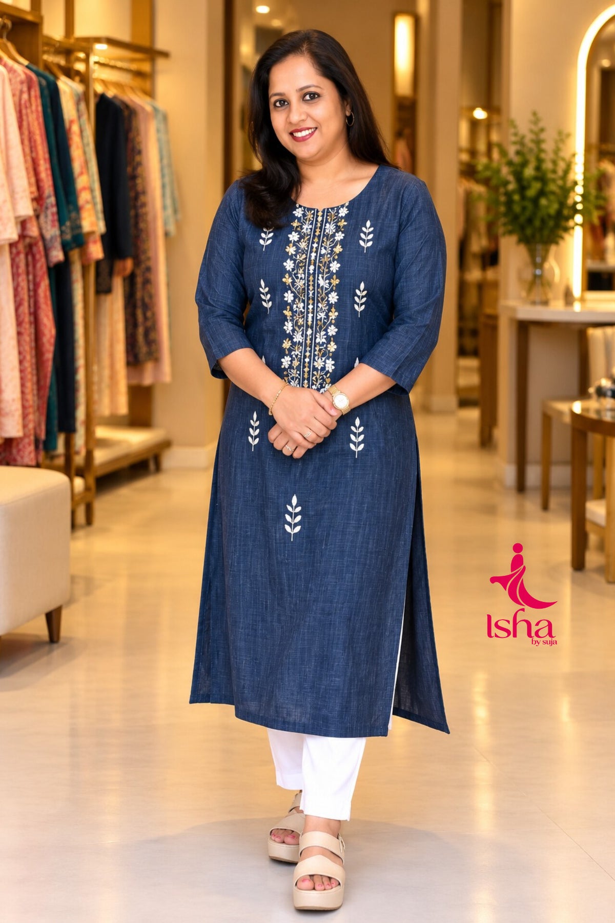 Graceful Leaf Embroidery Kurti