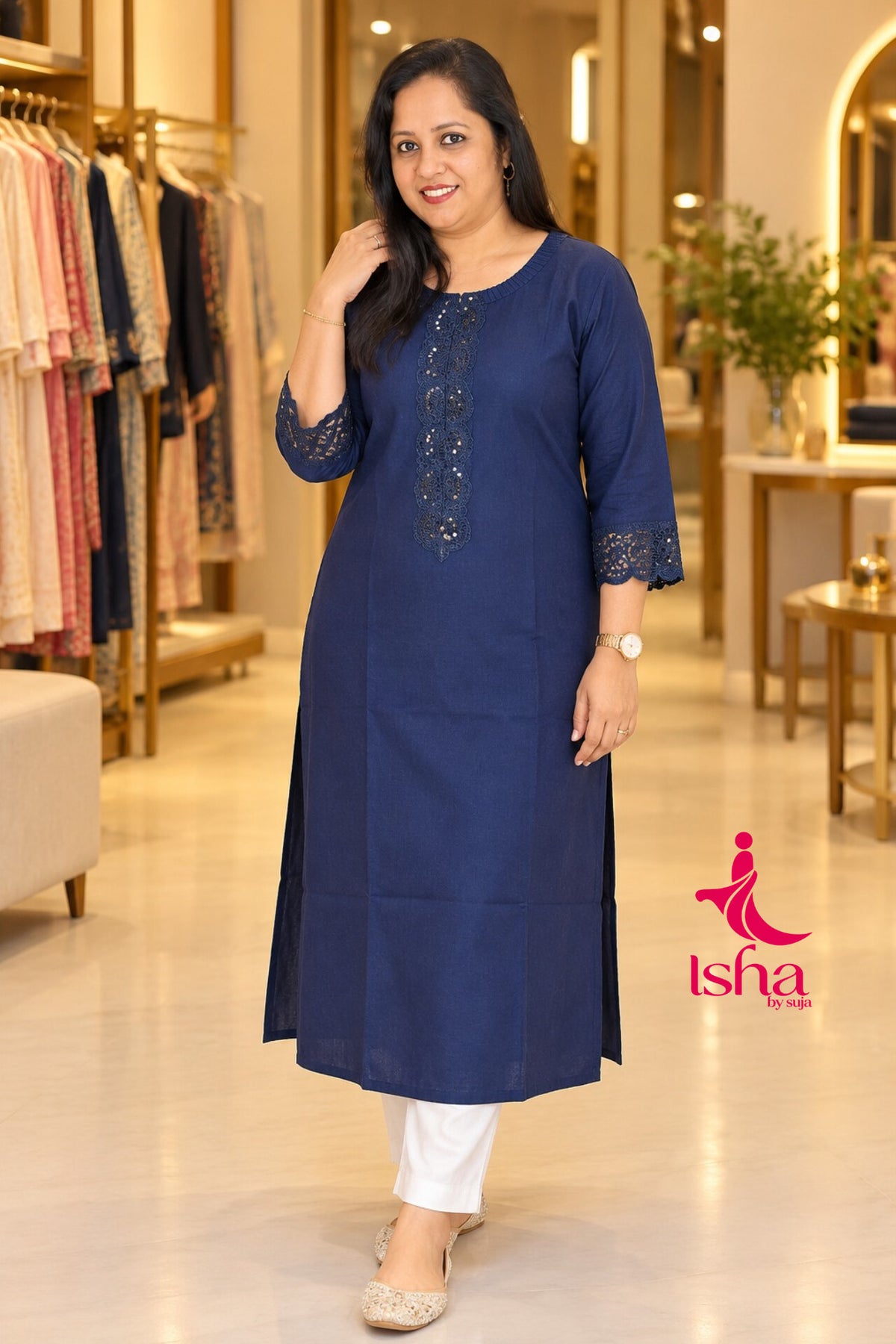 Elegant Lace-Detail Stretchable Top