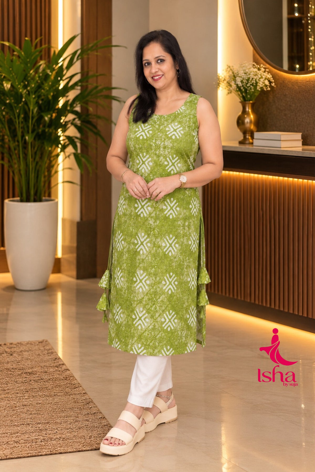Elegant Textured Kurti with Detachable Sleeves