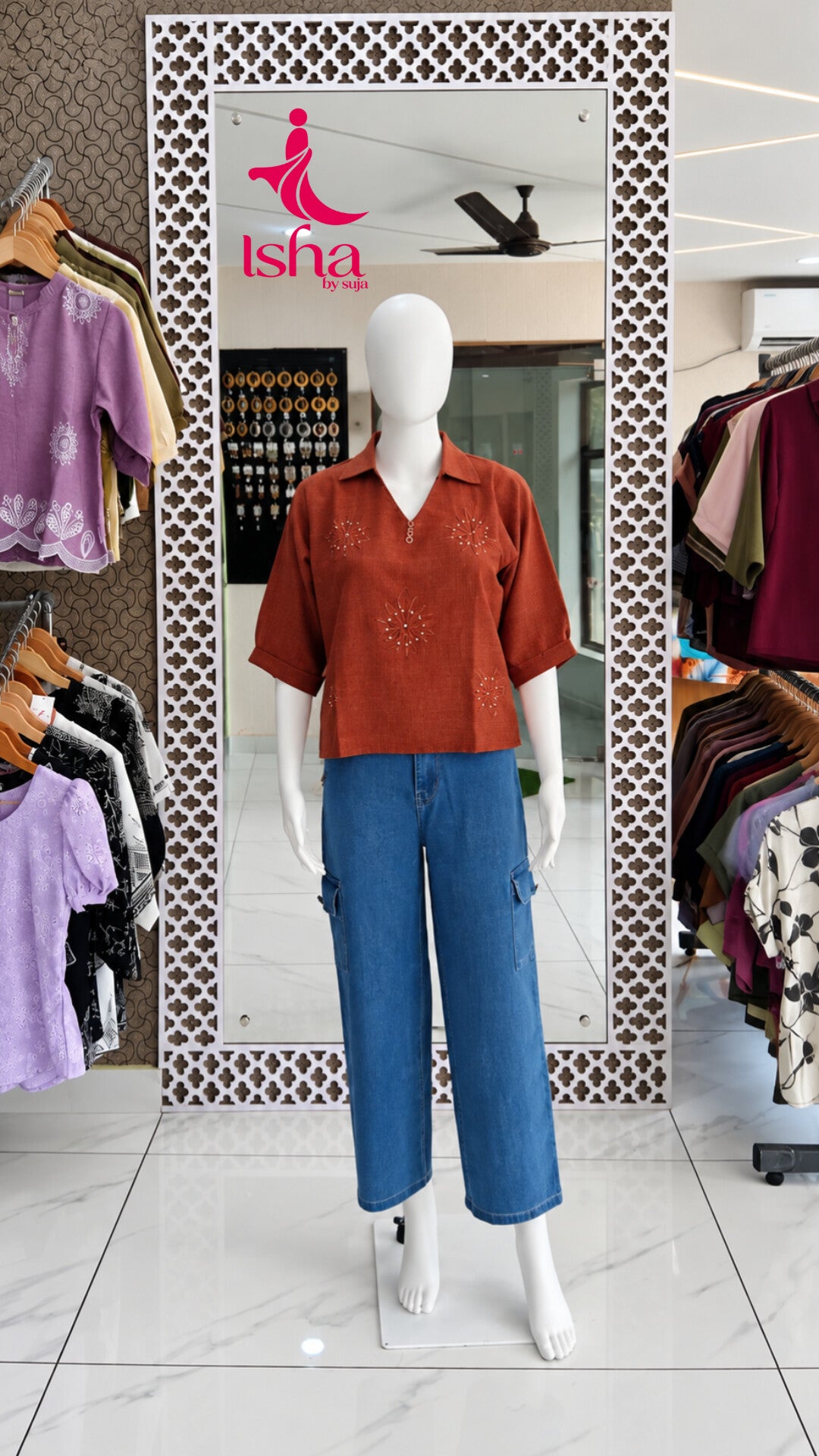 Embroidered Casual Shirt with Classic Collar