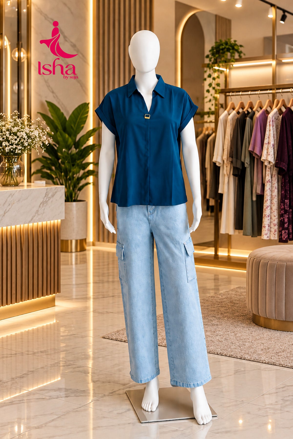 Elegant Collared Button-Detail Top