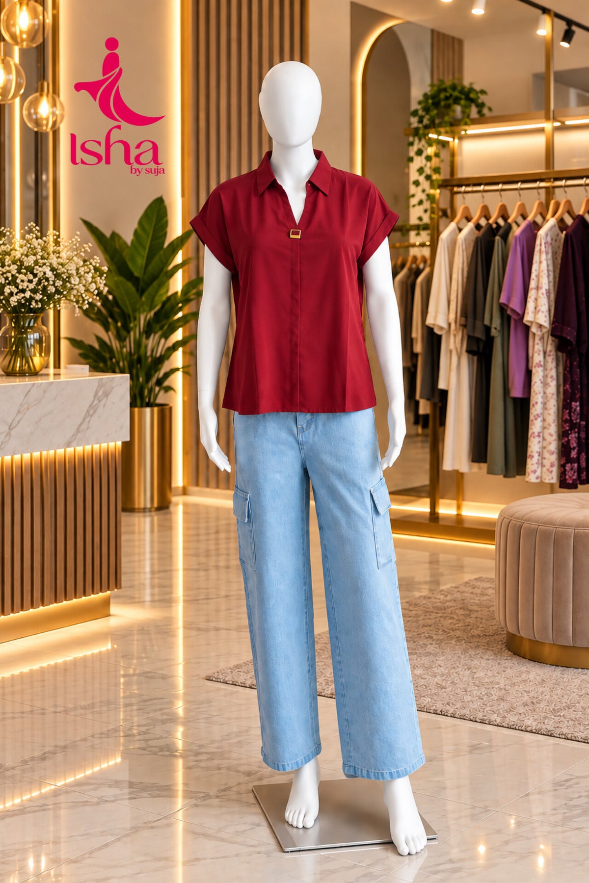 Elegant Collared Button-Detail Top