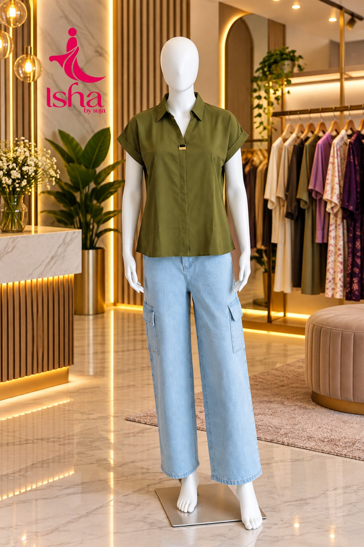 Elegant Collared Button-Detail Top