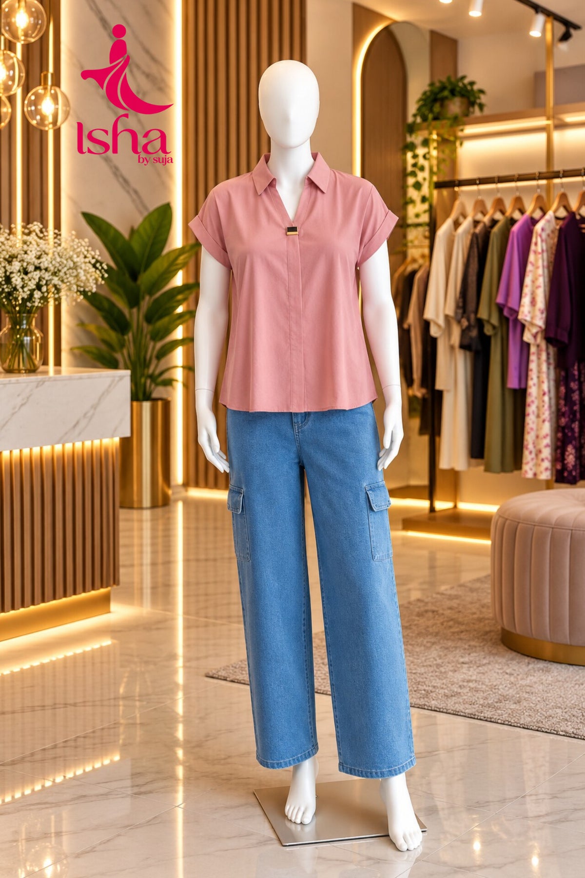 Elegant Collared Button-Detail Top