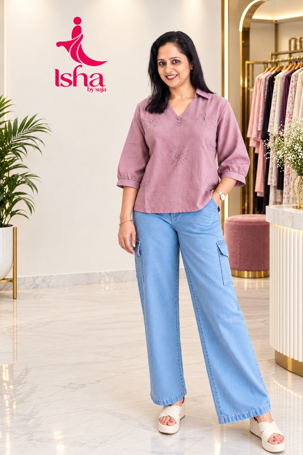 Embroidered Casual Shirt with Classic Collar