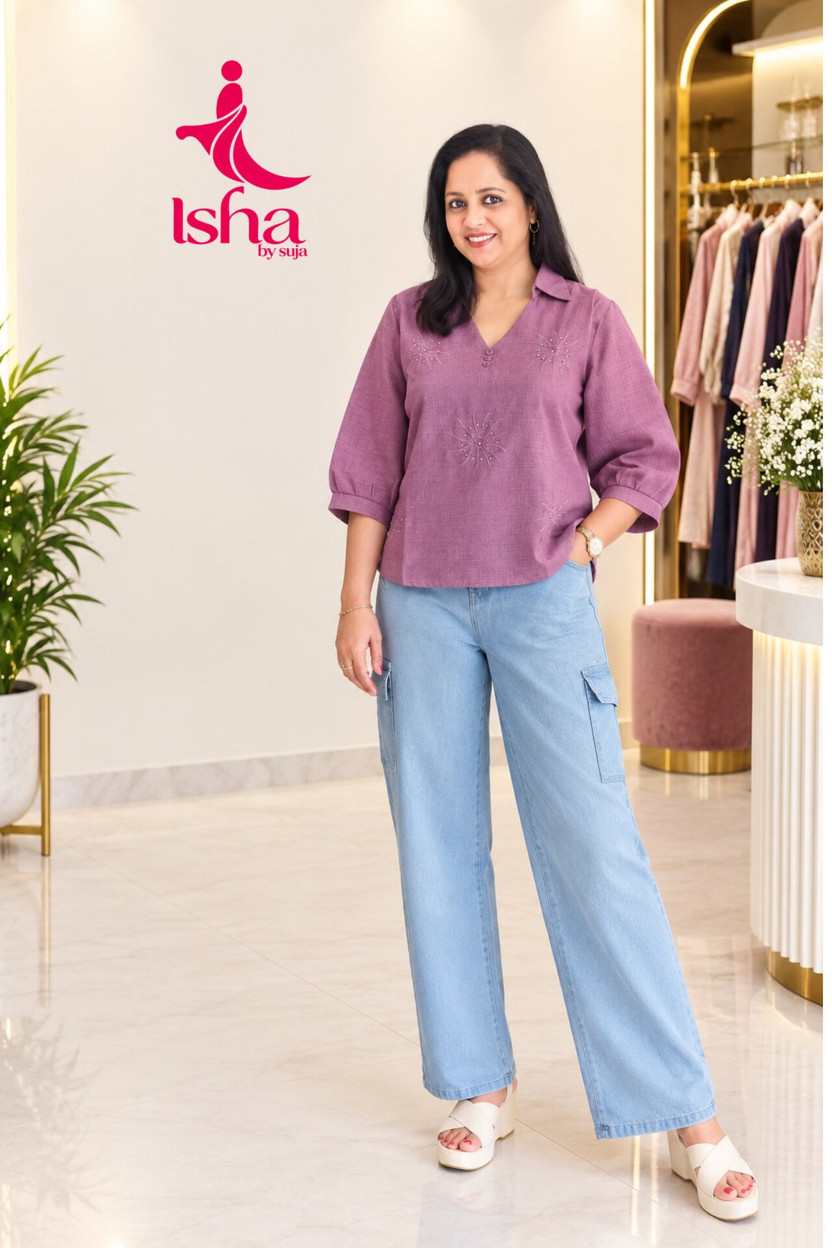 Embroidered Casual Shirt with Classic Collar