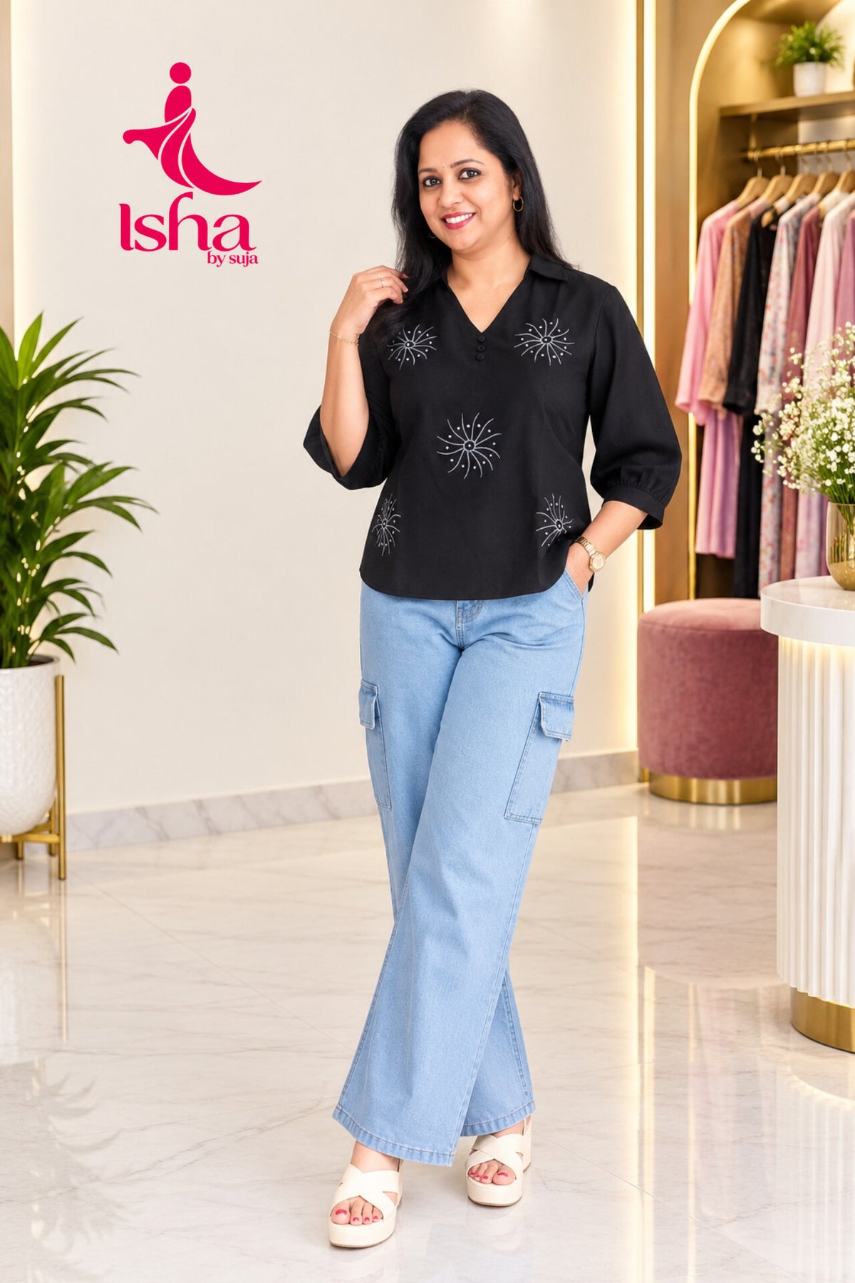 Embroidered Casual Shirt with Classic Collar