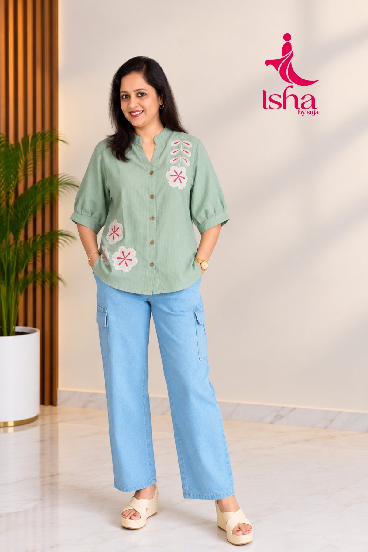Blooming Leaf Embroidered Top