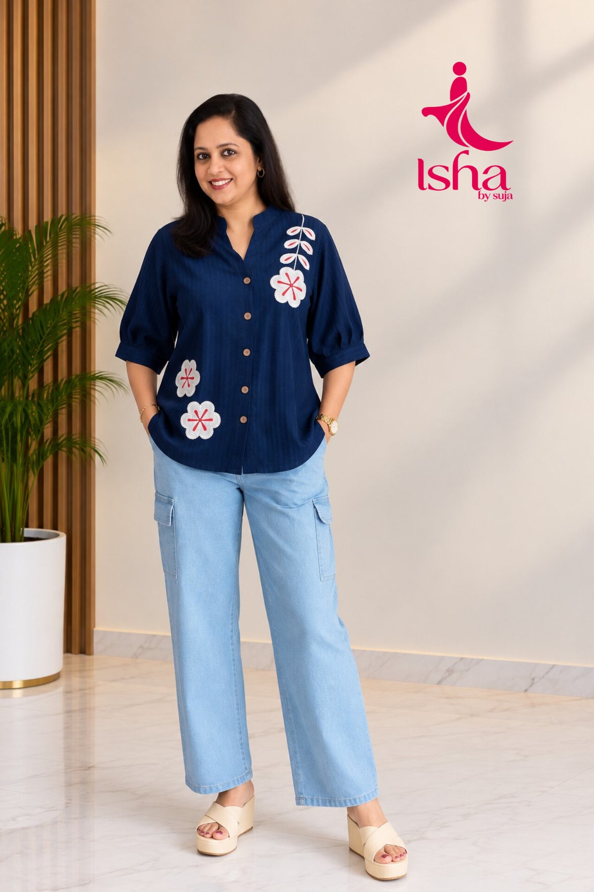 Blooming Leaf Embroidered Top