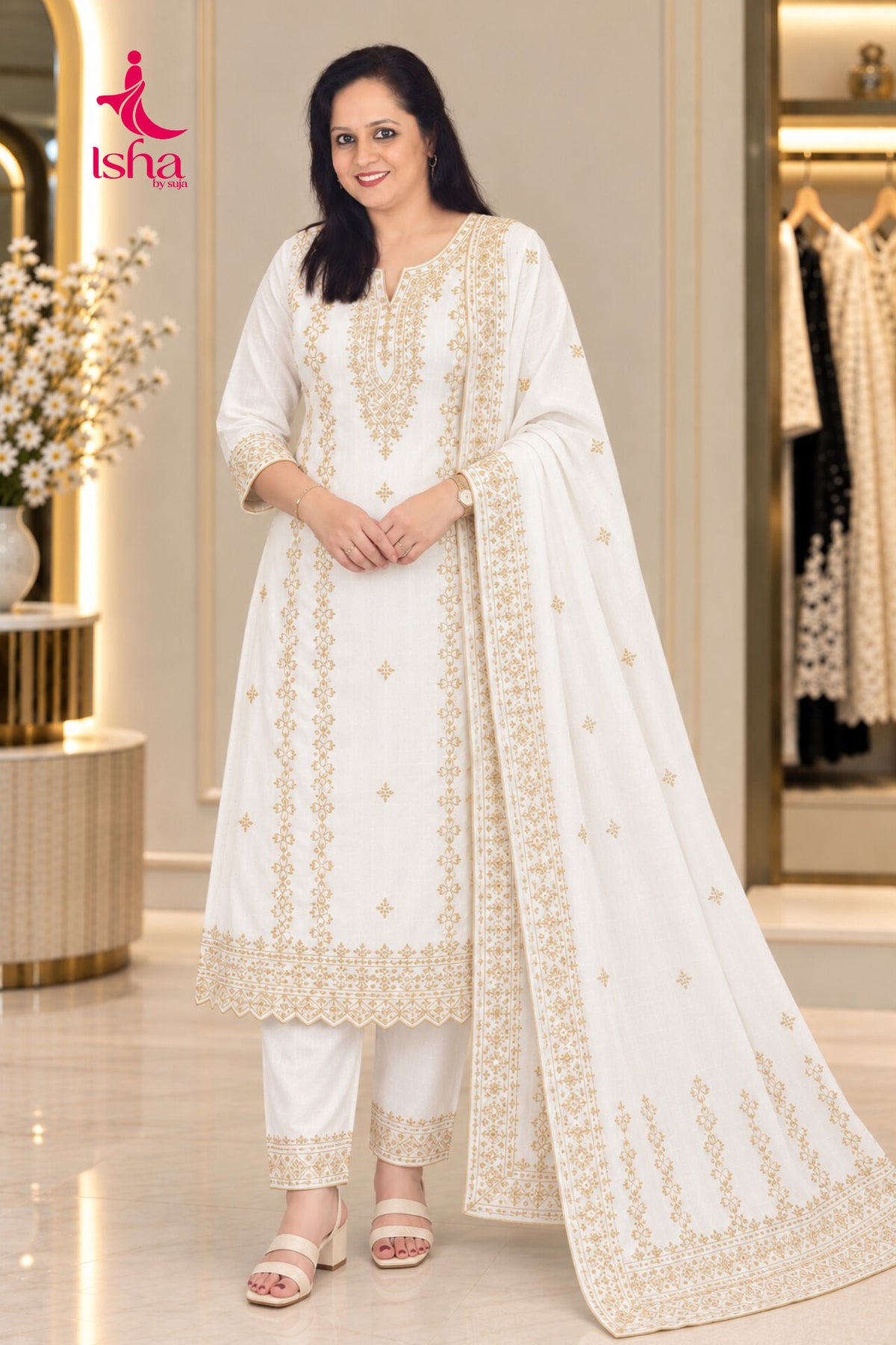 Avni Marigold Zari Embroidered Kurta Set with Dupatta