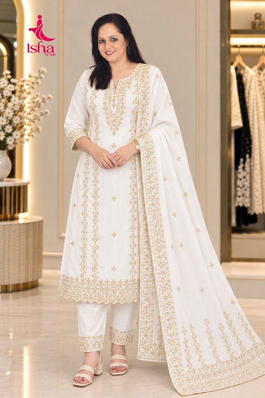 Avni Marigold Zari Embroidered Kurta Set with Dupatta