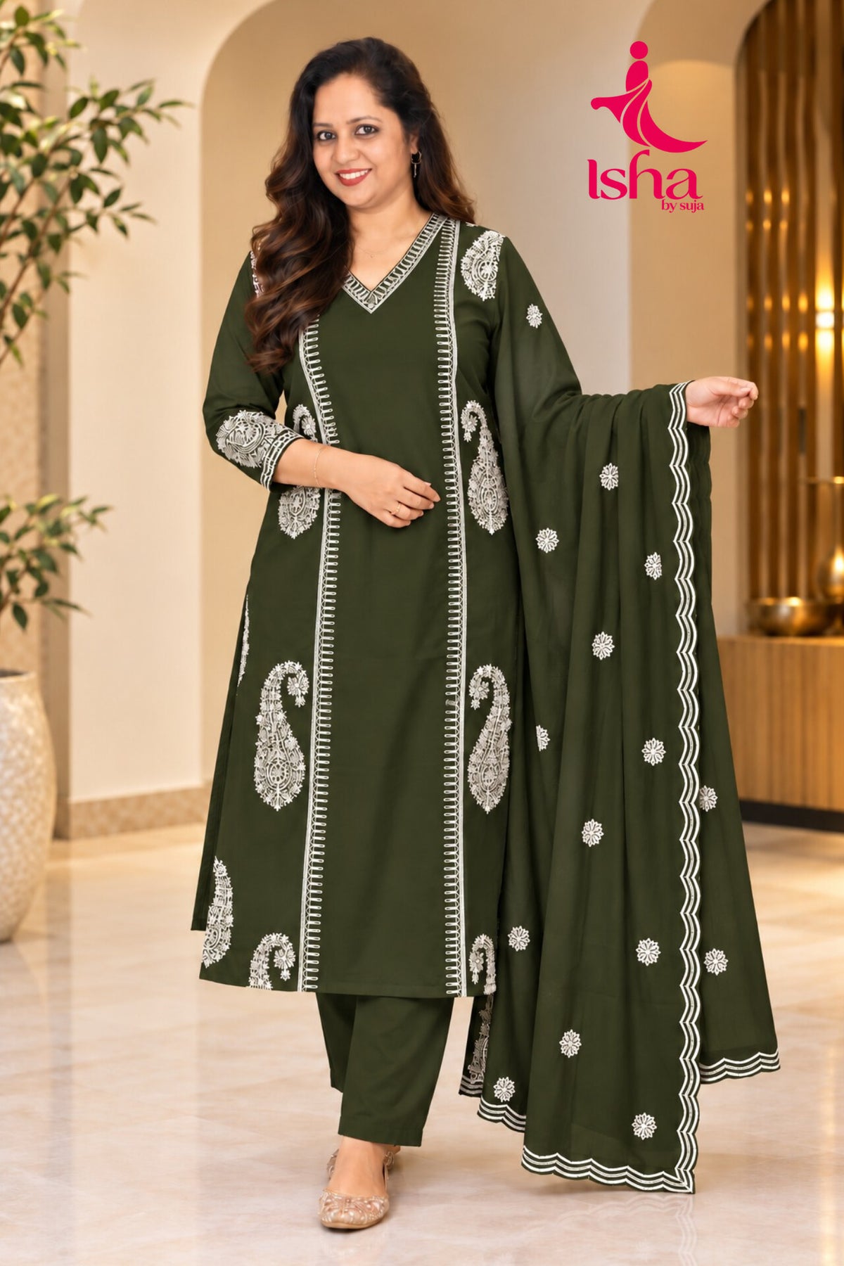 Embroidered  frock style suit