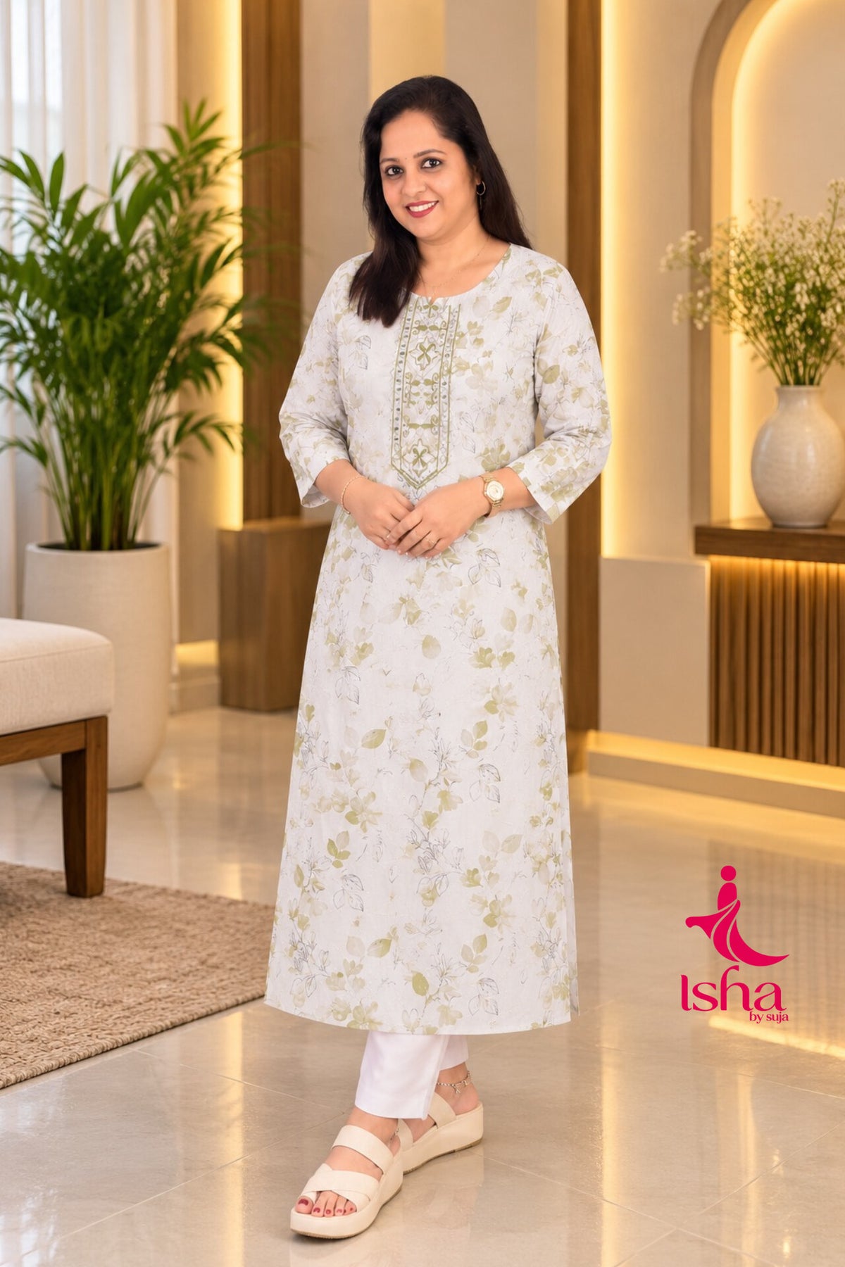 Ivory Bloom Embroidered Kurti