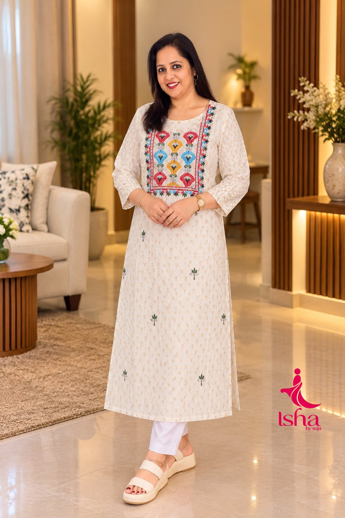 Floral Embroidery Elegance Kurti