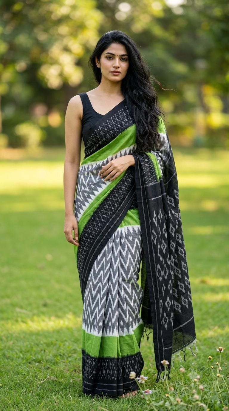 Pochampally cotton saree with blouse