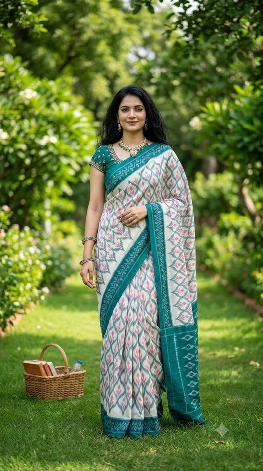 Pochampally cotton saree with blouse