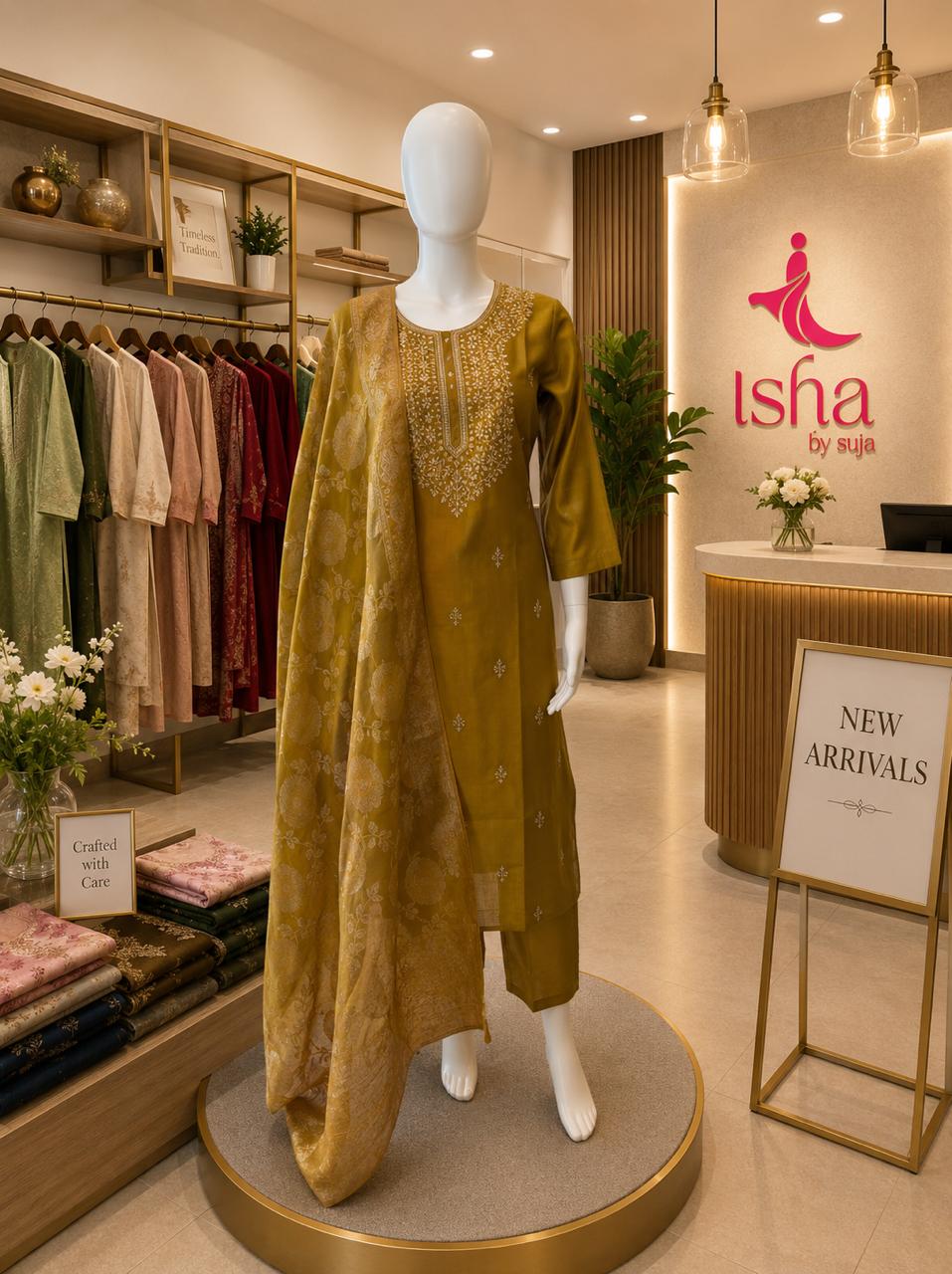 Yellow Banarasi Semi Silk Salwar Set