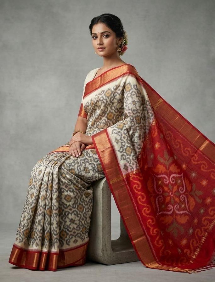 Saanvi Ikat Silk Saree- Heritage Colour Collection