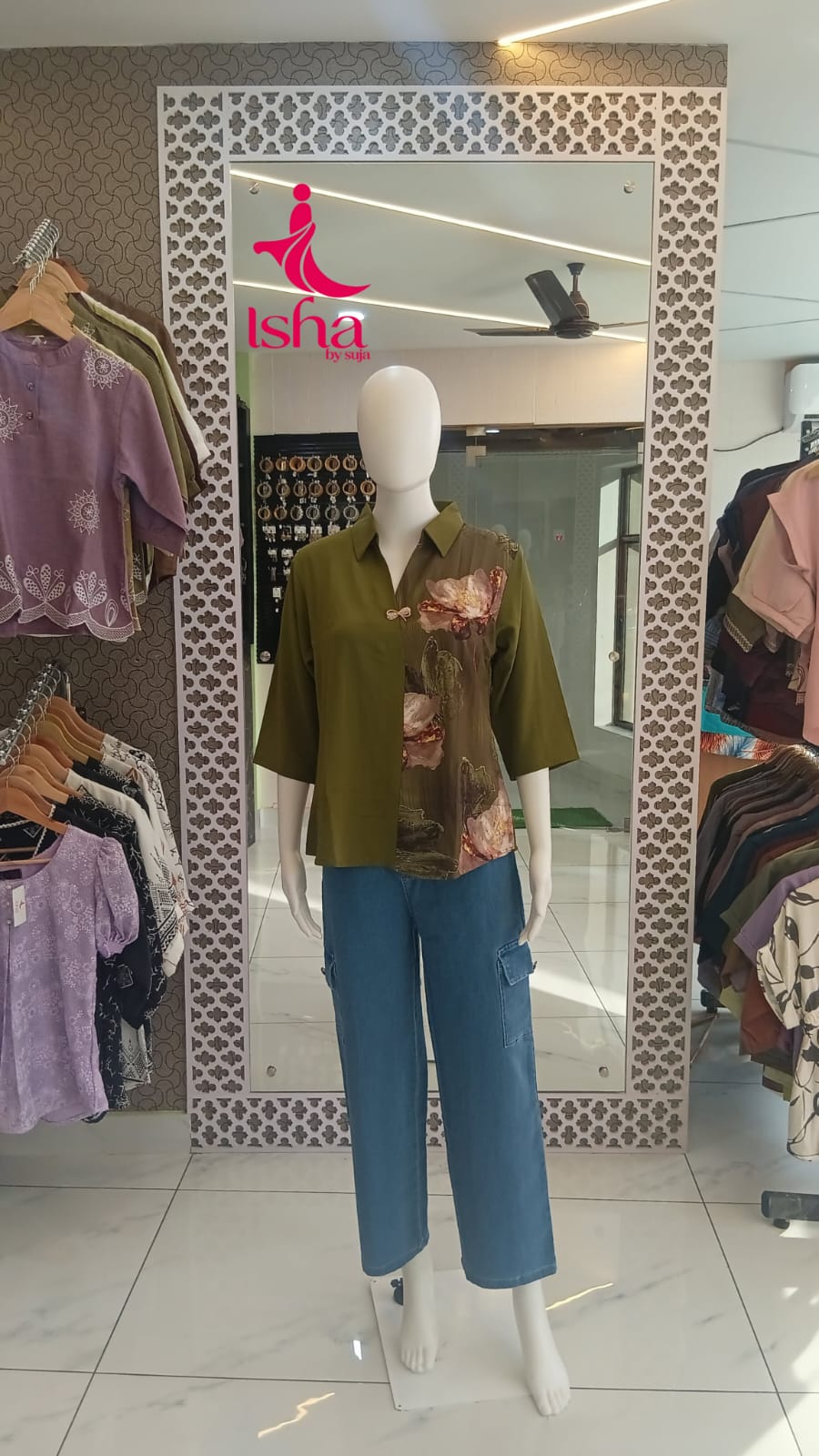 Floral Panel Button-Front Top